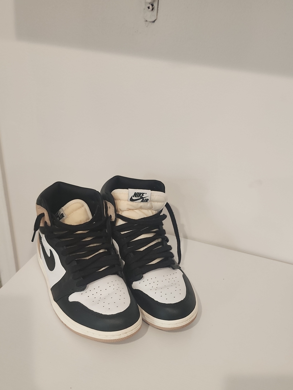 Nike High-Top Sneakers in Black, White & Cream